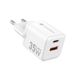 Nabíječka telefonu Forcell F-Energy Mini GaN III USB C + USB A QC4.0 PD 35W, bílá