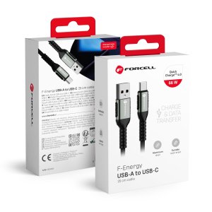 Kabel USB A na USB C Forcell F-Energy QC4.0 3A 66W Cafule 0,25 m černý