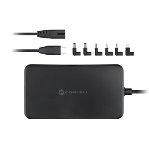 Forcell F-Energy E856 - Univerzální 90W napájecí adaptér pro notebook (6 typů koncovek adaptérů) černá